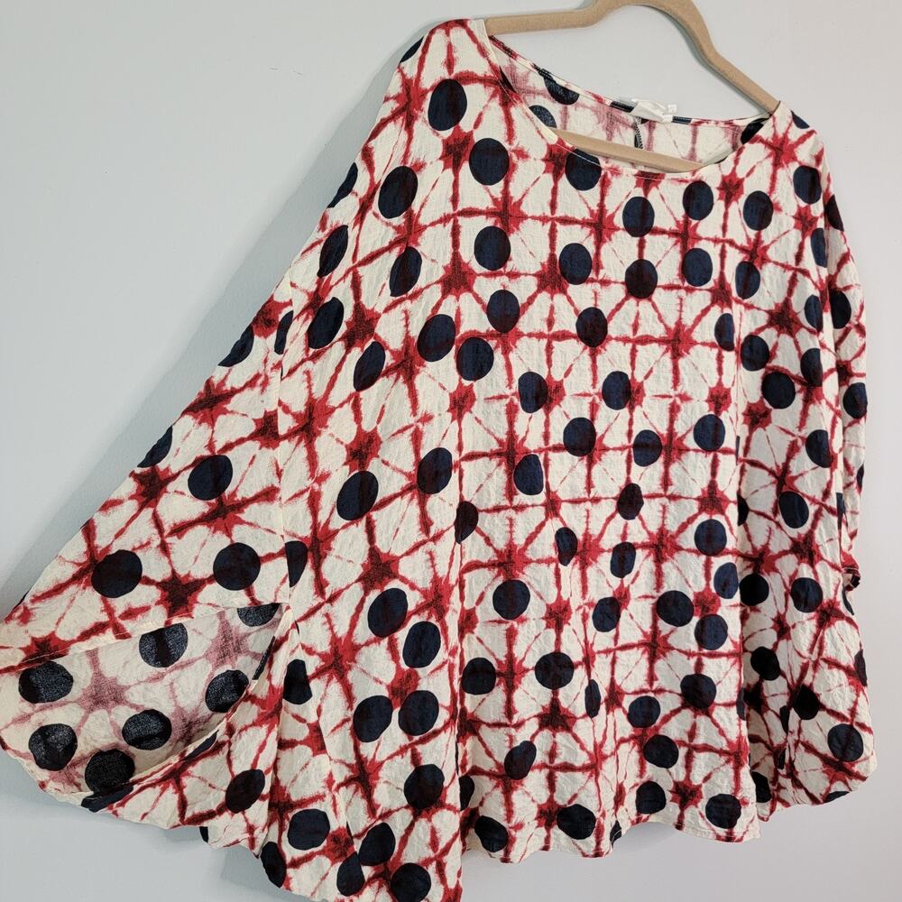 Red White Blue Batwing Gauzy Patriotic Top 4th July Size 4X Simple Suzanne Betro